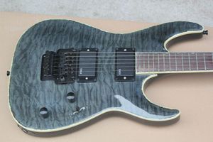 Tanıtım! MH 1000 Deluxe Koyu Gri Alev Akçaağaç Elektro Gitar Kopyalama EMG Pickups, Floyd Rose Tremolo Köprüsü, Abalone Vücut Bağlama