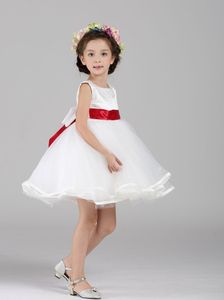 2016 elegante menina de verão branco vestidos de chiffon crianças vestido de festa princesa tutu menina festa de casamento com 3 cores fitas aniversário