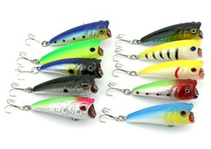 Hengjia ISCA Konstgjord Popper 20PCS / Parti 6cm 7g 10 färger Top vatten Plastfiske Hård bete Popper Fiske Lures