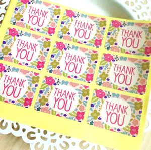 100PCS Thank You Sticker Flower Design Stickers Roll Self-adhesive label Baking Sticker for DIY Material Tool 4 x 3CM cookie labels stickers 122321