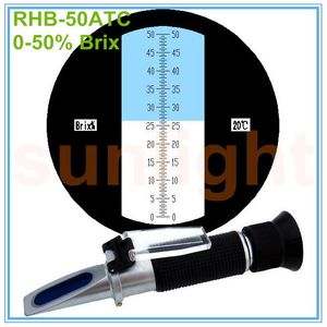 RHB-50ATC Wide-range 0-50% Brix Refractometer saccharometer sugar concentration measurement instrument with Hard Carrying Case