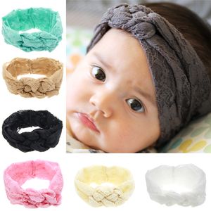 Fashion Baby Lace Headbands Girls Braided Hairbands Childrens Cross Knot Hair Accessories Head Wrap Lovely Infant Elastic Headband KHA273