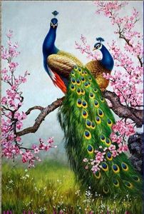 Bellissimo pavone dipinto a olio di arte animale dipinto a mano su tela Qualità museale in qualsiasi dimensione scelta