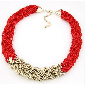 New Arrival Women Golden Rice beads Bib Statement Necklace Lady Jewelry Chokers Necklace For Party Giving Gifts Brand Design Christmas