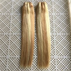LUMMY Brazilian Virgin Human Hair Bundles 14"-24"Mix Piano Color #27/#613 Honey Blonde and Blonde Human hair Weft 100g/set