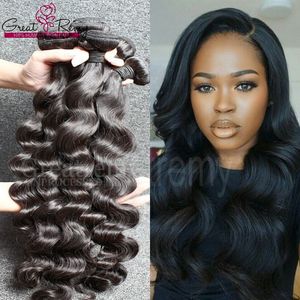 Greatremy® 9a narural svart färg vågig lös djupvåg brasiliansk hår våt och vågig 100 mänsklig Virgin Mink hår fabrik Promotional Sale!