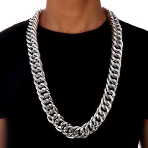 Alluminio placcato oro 18 carati extra-grossolano 2,6 cm catene lunghe esagerate collana gioielli hip hop cantante hip hop street dance hipster catene da uomo