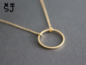 5st Gold Silver Simple Dainty Circle Necklace Open Circle Outline Halsband Evighet Karma Cirkel Rund halsbandsmycken