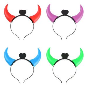 top popular LED Light Up Flashing Devil Horns Headband Glowing Devil Horns LED Costume Headband Halloween Night Light 2022