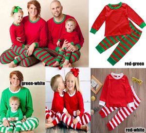 Xmas kinderen volwassen familie matching kerst herten gestreepte pyjama's nachtkleding nachtkleding pyjama bedgown Sleepcoat Nighty 3 kleuren Kies gratis