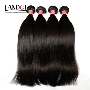 Ryska Virgin Hair Straight med stängning 7A Grade Obehandlat Human Hair Weave 3 Bundlar och 1PC Top Lace Stänger Naturliga svarta förlängningar