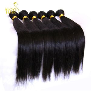 Malaysiska Straight Virgin Hair 100% Human Hair Weave Bundles 3/4 / 5PCs Obehandlat Malaysisk Remy Mänskliga Hårförlängningar Naturfärg Dykbar