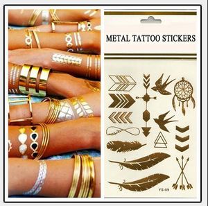 Temporary tattoo Gold tattoo Flash Tattoos Leaf Tatoos Metallic Sexy Products jewelry Henna Tatoo Body Art tattoo stickers 14*25cm