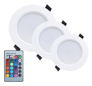 3W 5W 10W RGB LED Downlight AC85-265V Zmiana koloru Zmiana panelu Zmieniona Lampa żarówki z pilotem do świateł ściennych korytarz