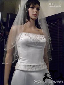 Två lager Camo Bridal Veils 2022 Simple Unqiue Design Sexig stil Custom Made S High Quality234Z