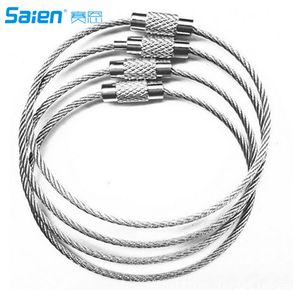 20 PCS Heavy Duty Stainless Cable Keyring EDC Keychain Silver