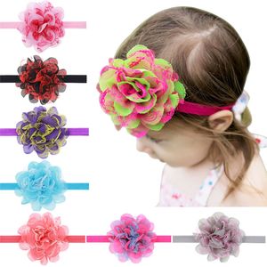 Bebek Kız Bantlar Çiçekler Dantel Şifon Kafa Çocuklar Bebek Saç Aksesuarları Toddler Hairbands Karışım Renkler Elastik Bantlar KHA63