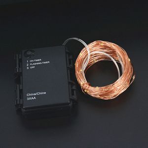 33ft 10M /16.5ft 5M Batteridriven timer LED Copper Wire String Fairy Light Waterproof Home Garden Festival Outdoor Lighting