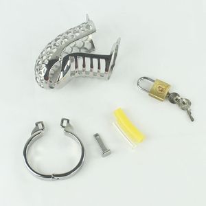 Dispositivi di castità Ultimo design Dispositivi di castità maschile in acciaio inossidabile Gabbia per cazzi in metallo #R2