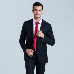 Top Selling puro Preto Noivo Smoking Mais Estilo Escolher Padrinhos de Casamento Dos Homens Ternos (Jacket + Pants + Tie) Prom Dress