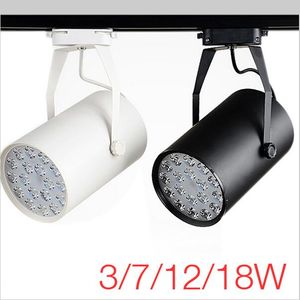 Hög Power LED Track Light 3W / 7W / 12W / 18W Spårskena Aluminium Spotlight Lampa för Commercial Store Office Home Lighting