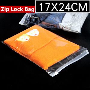 17x24 cm Wyczyść plastikowy odzież Zip Blokada Dresy Dress Dress Torby Przezroczyste Zipper Odzież Storage Self Seal Hermetyczny pakiet