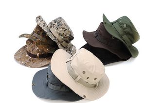 Camouflage Wide-Brimmed Hat Outdoor Fisherman Bucket Kepsar Camo Wide Brim Sun Fiske Cap Camping Jakt Klättring Taktisk Gear 8Colors