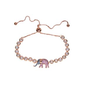 Cute African Cz Turquoise Elephant Bracelet Bead Animal Pendant Gold Charm Bracelets for Gift Women Girl Pulseras