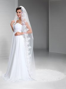 جديد 1T الدانتيل زين حافة مع مشط ليفوري الزفاف الأبيض حجاب الكاتدرائية الحجاب الزفاف ثلاثة أمتار طويلة