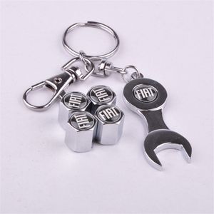 Car-styling Car-covers 4pcs/Set Car Wheel Tires Valve Caps Tyre Stem Air Caps with Mini Wrench & Keychain case for FIAT