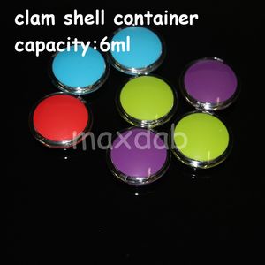 dozen transparante siliconen platina uitgeharde container butaan hash 6 ml clam heldere siliconenolie pot voor wasverdampers