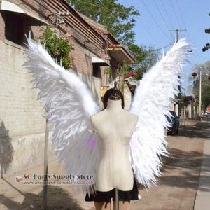 de luxo de alta qualidade asas anjo penas estágio show de festa cosplay branco adulto fornecer Star Wings Displays tiro adereços EMS transporte livre