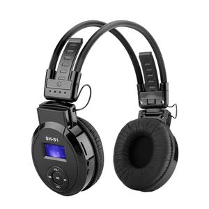 Fones de ouvido dobráveis esportivos MP3 Player com suporte para tela LCD mirco Reprodução de cartão SD, rádio FM sem fio Fone de ouvido musical Fone de ouvido dobrável On-ear Fone de ouvido MP3