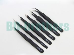 1,5mm Schwarz Antistatische Edelstahl Pinzette ESD 10 11 12 13 14 15 Ohne Kleinpaket für Telefon Reparatur Reparatur Werkzeuge 120 stücke