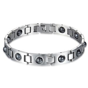 Healing Stainless Steel with big magnetic stone magnet link chain Bracelet 12mm Healthy for body factory wholesale price