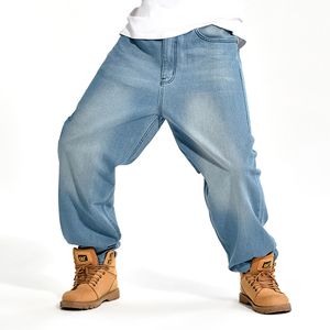 Atacado homens baggy tamanho grande hip hop longo solto moda skate relaxado ajuste jeans calças harém dos homens 42 44 46