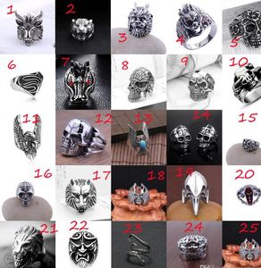 Free Shipping - Men's Stainless Steel Popular New Style Selling Fashion Cool Gothic Punk Biker Finger Rings Jewelry + Free Gift