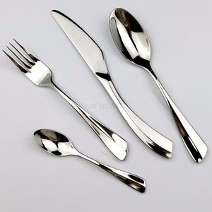 JANKNG 4pcs/lot Luxury Cutlery Set Sliver Stainless Steel Polishing Dinnerware Set Fork Knife Spoon Best Family Dinner set Flatware Set
