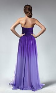 Ombre roxo barato uma linha longo vestidos de dama de honra querida sem costas sem mangas ruched barato damas de honra vestidos feitos sob encomenda meninas 243z