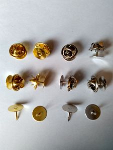 wholesale brass gold silver pad clasp tie tack tacs scatter blank pin back clutch hold clothes pinch buckle jewelry finding brooches military police club ins