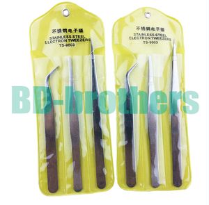 3 em 1 DIY Aço Inoxidável Pinças de Elétrons TS Nipper Fine-Tipped / Cabeça Redonda / Curvo Cabeça Pinças Repair Tool 600 jogos / lote