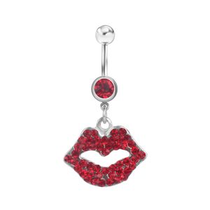 YYJFF D0047 RED LIP BELLY NAVER BUTTON RING