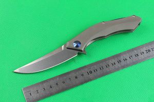 High End D2 steel Flipper folding blade knife 60HRC Satin&Wire drawing finish blade titanium handle IKBS system frame lock
