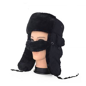 Vintage vinter bomull varma öronplatta bomber hattar kepsar halsduk män ryska trapper hatt med mask snö skidhatt cap GH-109