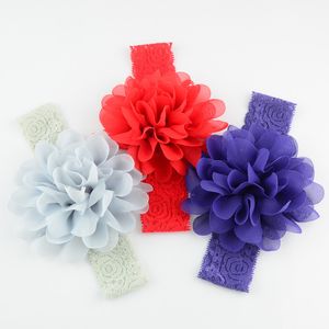 Multicolor Recém-nascido Chiffon Rosette Flor Headband Elastic Lace Band Feito em China Yiwu