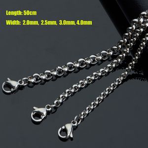 Real Titanium Stainless Steel Fashion Jewelry High Polished Collar O Shape Link Chains Necklace 50cm 2mm 2.5mm 3mm 4mm