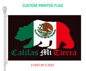 사용자 지정 Califas Mi Tierra Aztlan 폴리에스터 플래그 배너 장식 w/ 2개의 그로밋, 3x5피트