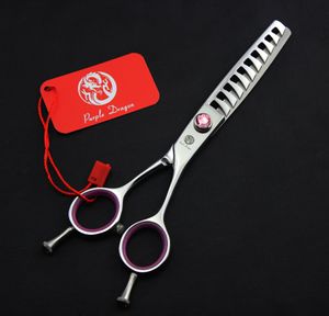 564 # 6.0 '' Forbici da parrucchiere di marca Purple Dragon JP 440C Barbiere 10 denti Tasso diradamento del 50% Forbici per sfoltire Cesoie per capelli