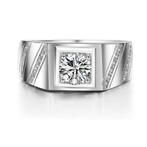 Victoria Wick Solitaire Men Pierścień 1CT Topaz Symulowany Diament 14kt White Gold Wypełnione Zaręczyny Band Biżuteria