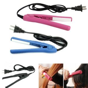 Wholesale-1PC Mini ion Ceramic Electronic Hair Straighteners 2 in 1 Dry Wet Straightening Irons professional Curler Styling Tools US Plug
